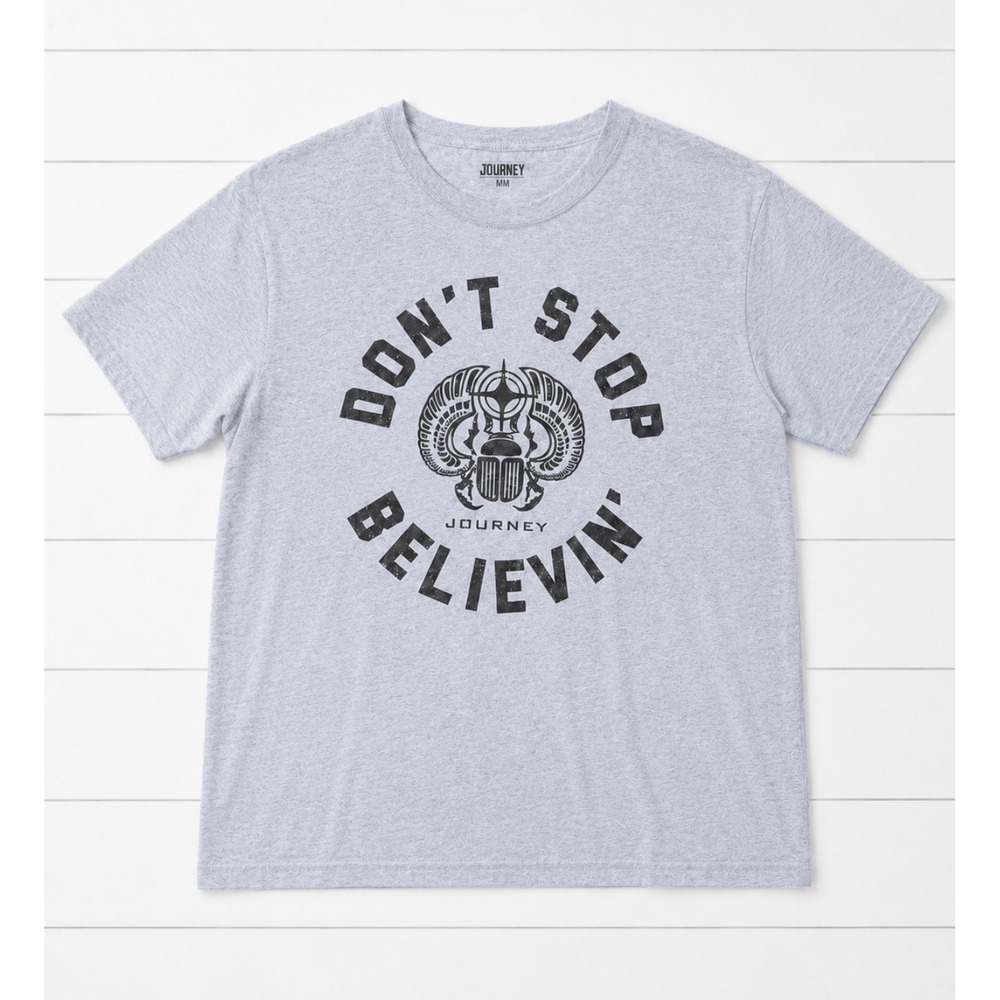 Journey Dont Stop Believin Graphic Tee Bluish Gray Oversized Cotton Shirt M